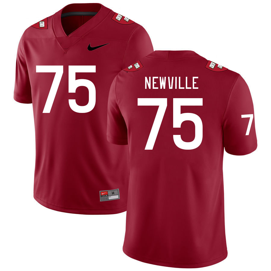 Men-Youth #75 Jackson Newville Harvard Crimson 2023 College Football Jerseys Stitched-Crimson